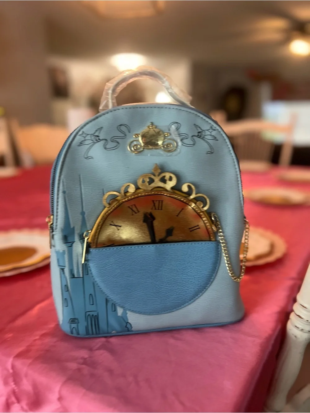 Cinderella Blue Fairy Tale Castle Clock Mini Backpack